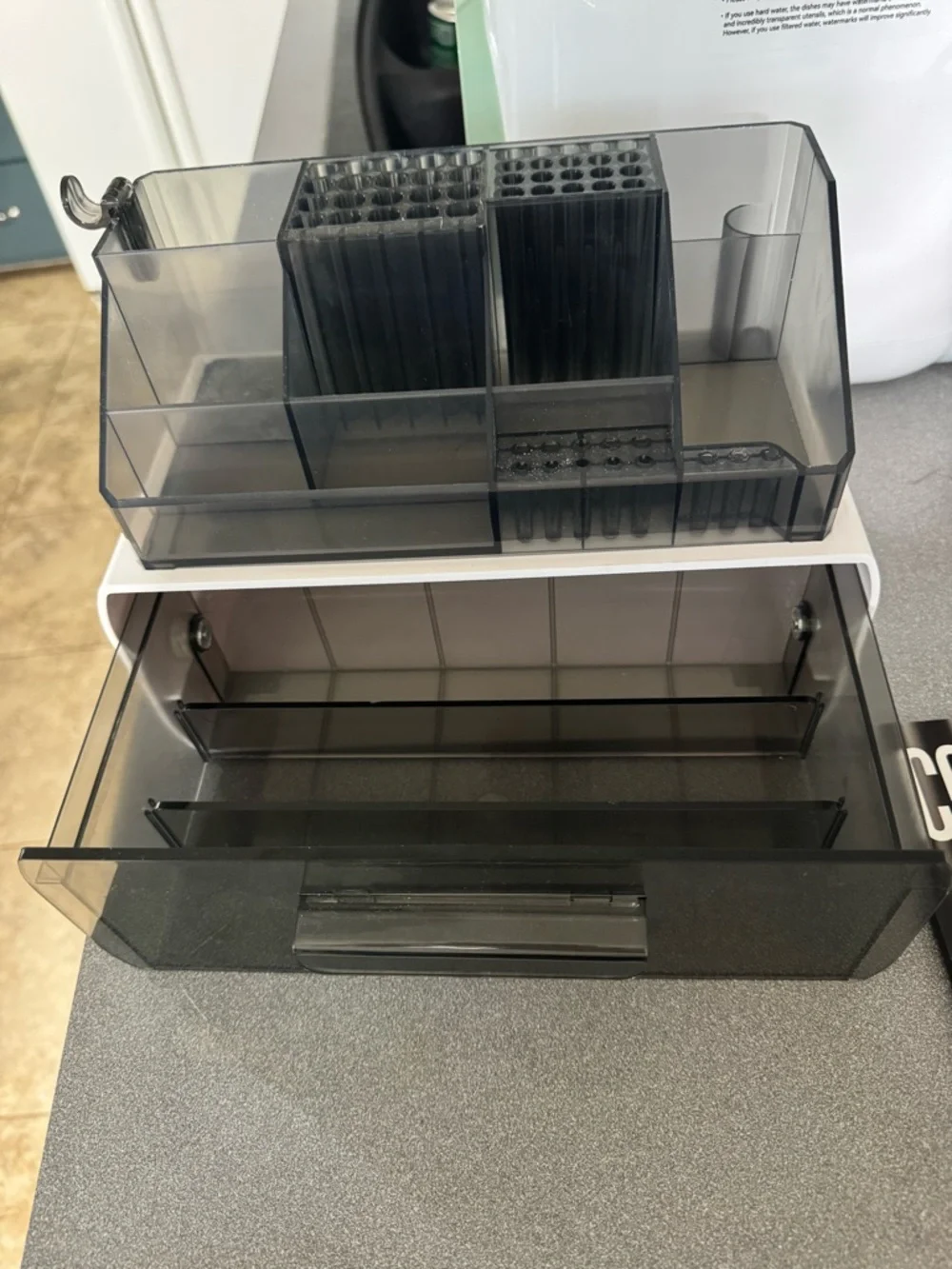 Nail Drill & Brush Organizer - Pink and Clear Multi-Compartment Storage